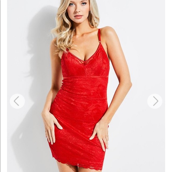 red lace cami dress